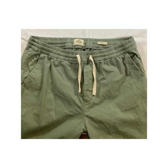 Marine Layer Mens Saturday Slim Fit Pants Olive Green Elastic Waist Large - Picture 11 of 15
